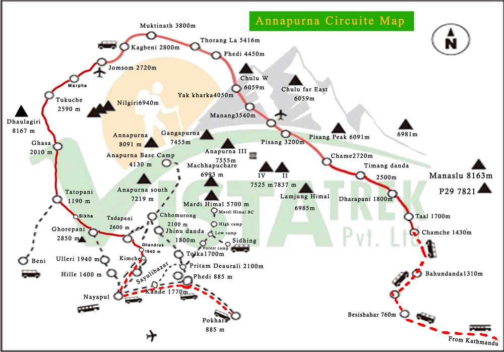 annapurna circuit trek itinerary