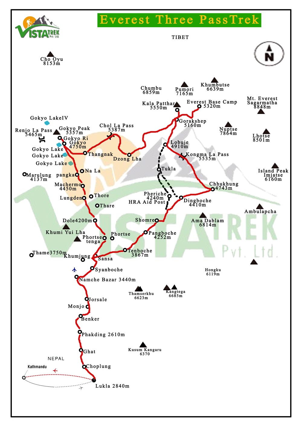 Everest Three Pass Trek 19 Days