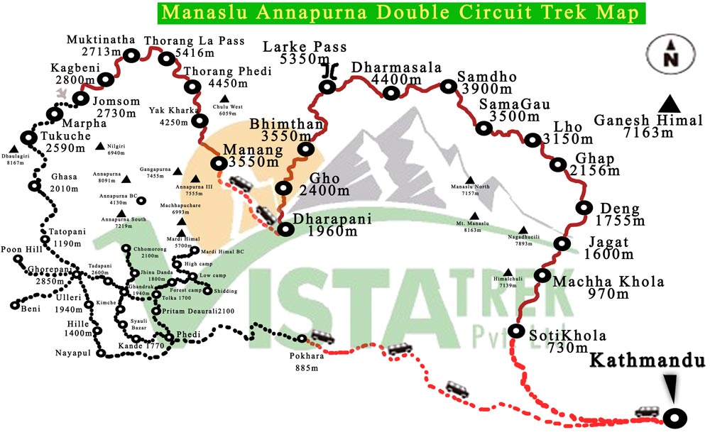 Manaslu Annapurna Double Circuit Trek 22 Days
