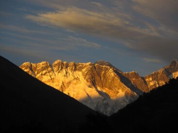 Sunset view of Mt. Everest and Nuptse